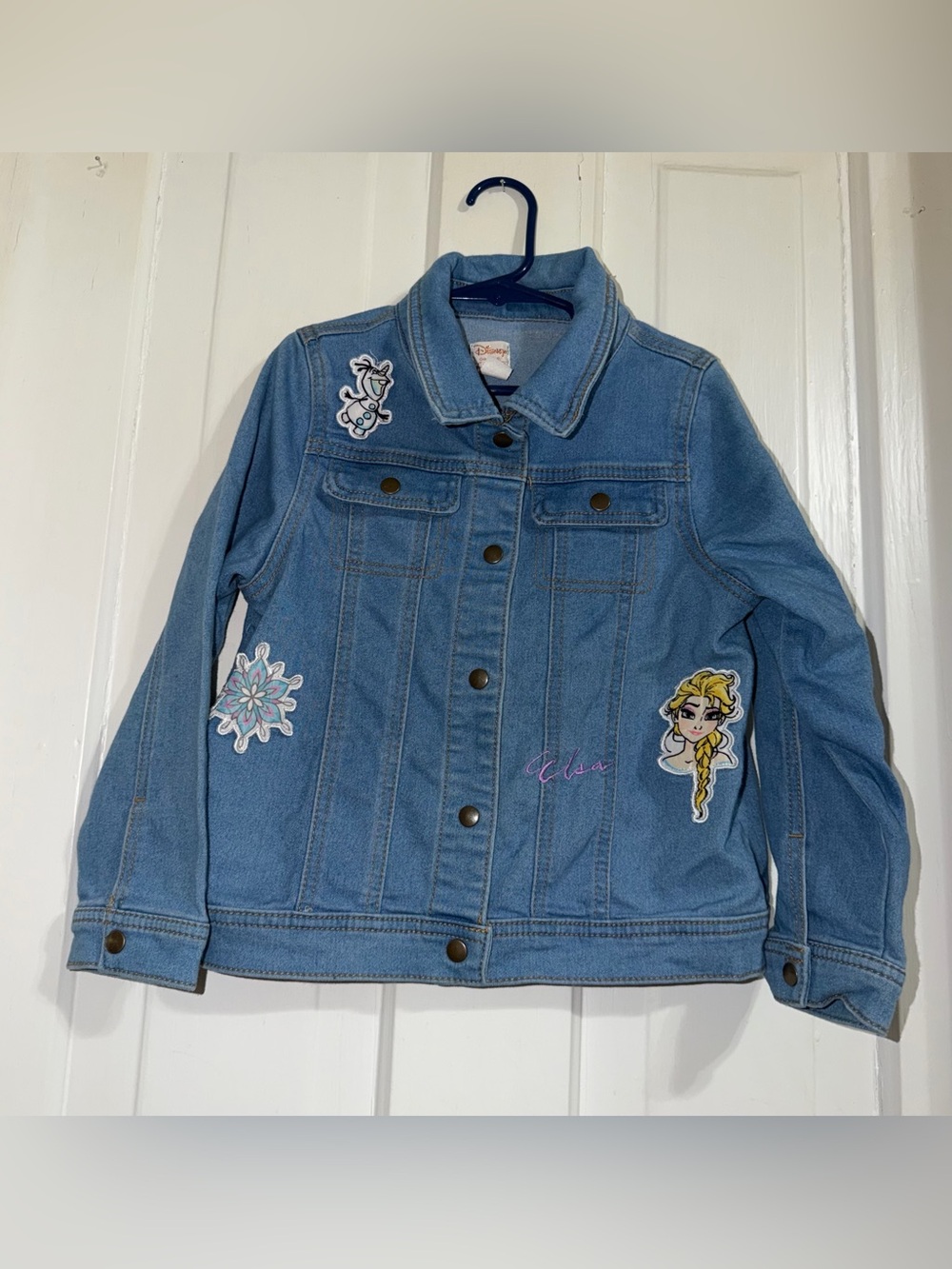 Girls size 7, 7/8Disney Frozen Elsa Light Blue Denim Jacket for Kids